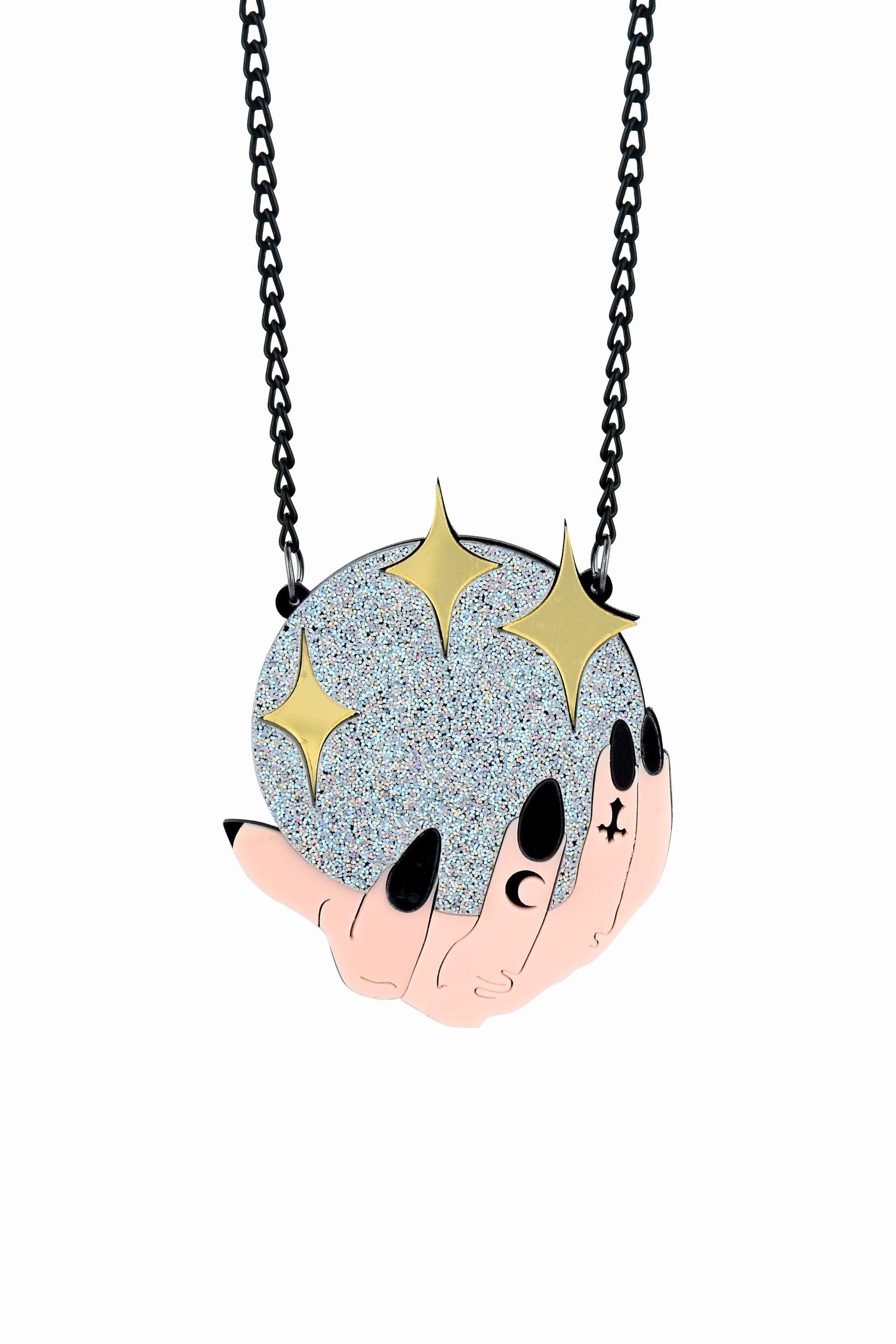 Rave Oracle Glitter Witch Necklace Jewelry BAD INFLUENCE BOUTIQUE