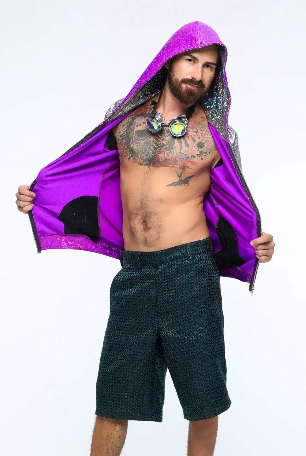 Mens Holographic Hoodie - Men's Tops From Sea Dragon Studio Festival & Rave Outfits Collection