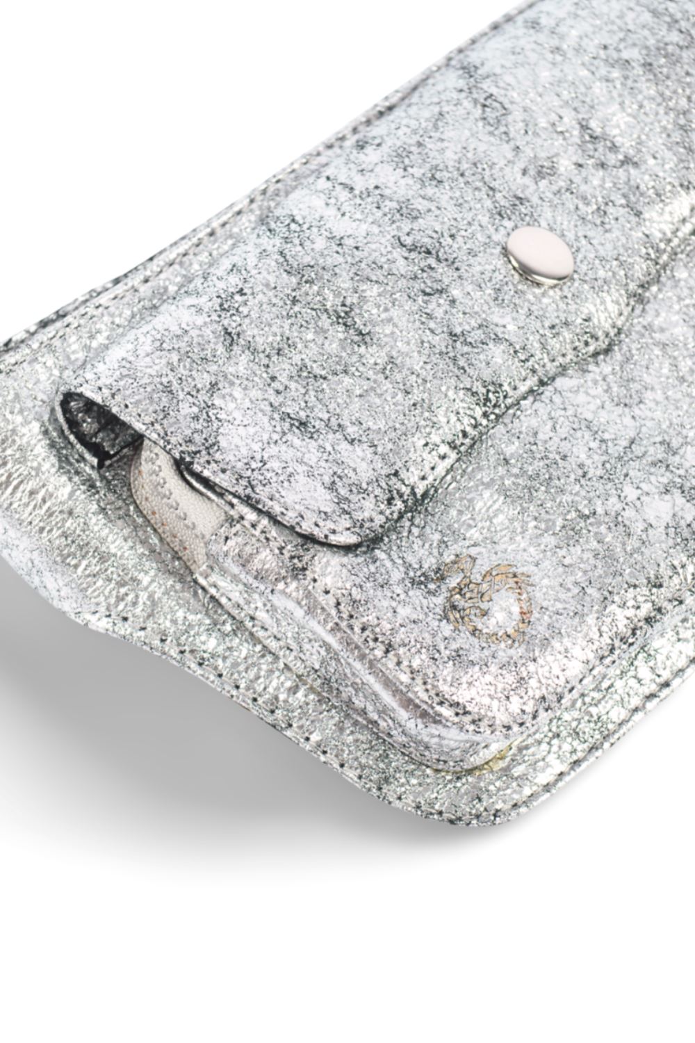 Cracked Silver Single Pocket Leather Bum Bag Leather Festival Belt SEA DRAGON STUDIO