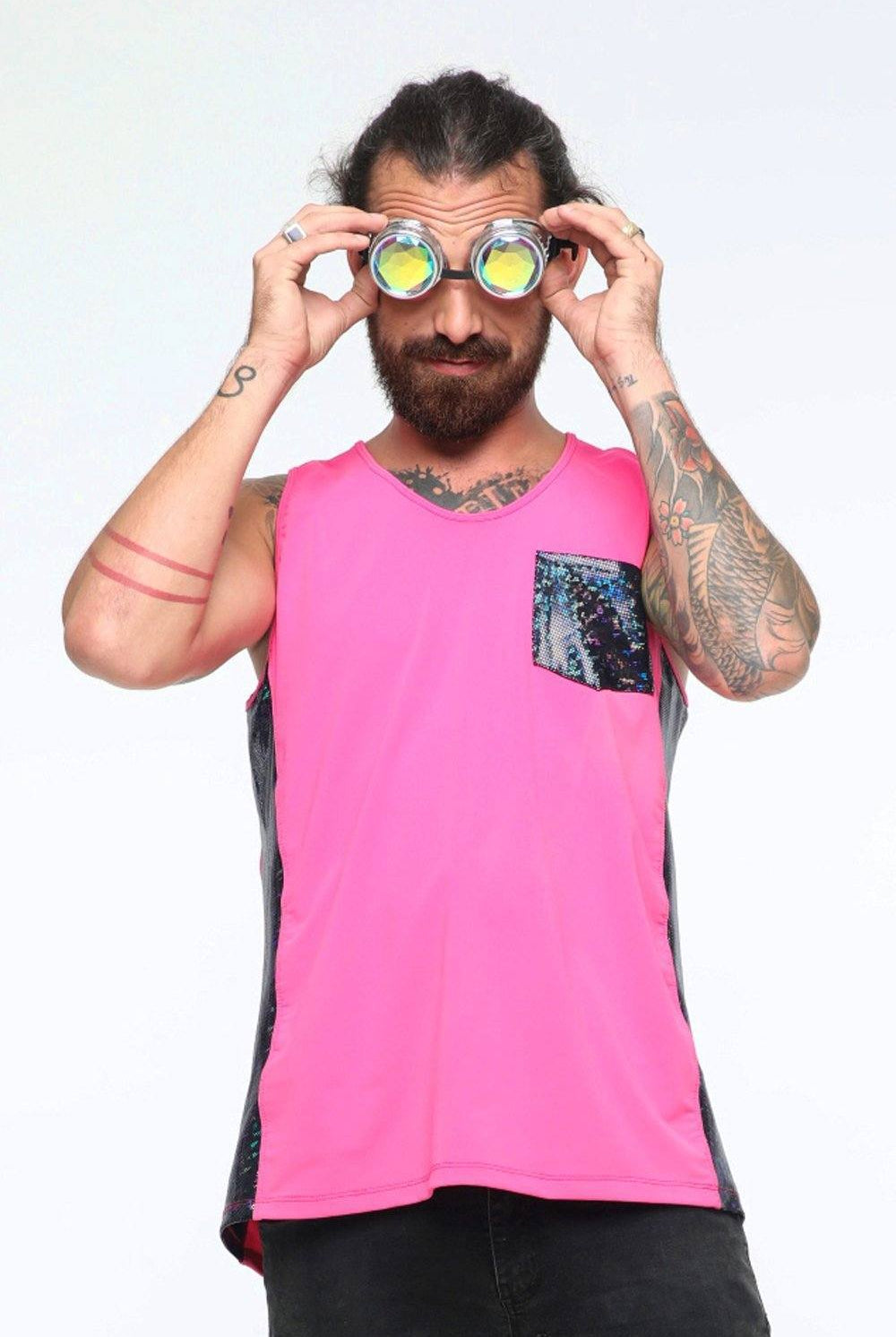 Mens Holographic Pocket Tank - Men's Tops From Sea Dragon Studio Festival & Rave Outfit Collection