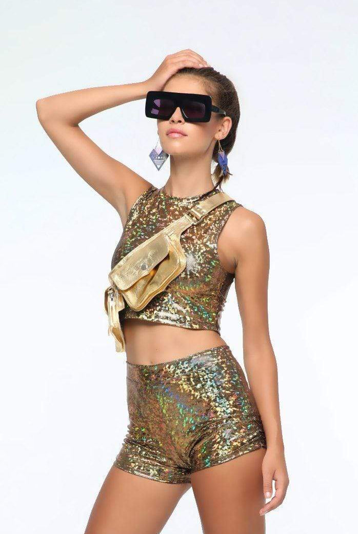 Holographic Roller Girl Crop Top | 13 Colors - Womens Tops