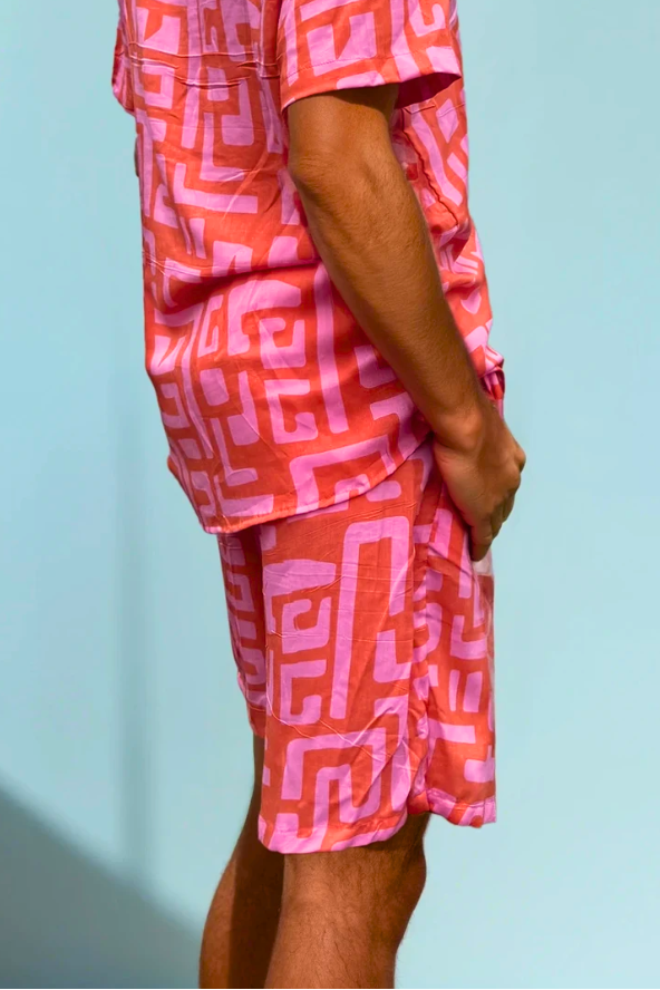 Sea Dragon Studio Hazy Maze Summer Punch Shorts gender-neutral festival wear — festival and rave wear, worn at festival.