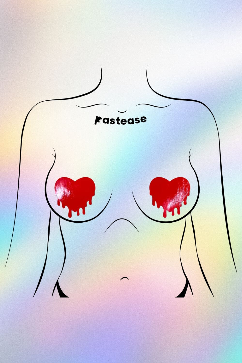 Red Patent Leather Vinyl Melty Heart Nipple Pasties by PASTEASE® Pasties PASTEASE 