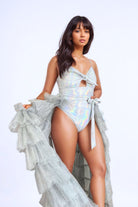 Sea Dragon Studio Heiress metallic festival skirt in gold - iridescent rave skirt for Burning Man and EDM events.