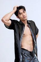 Sea Dragon Studio Mirage Translucent Short Sleeve Shirt mens festival shirt — Burning Man and rave wear, worn at festival.