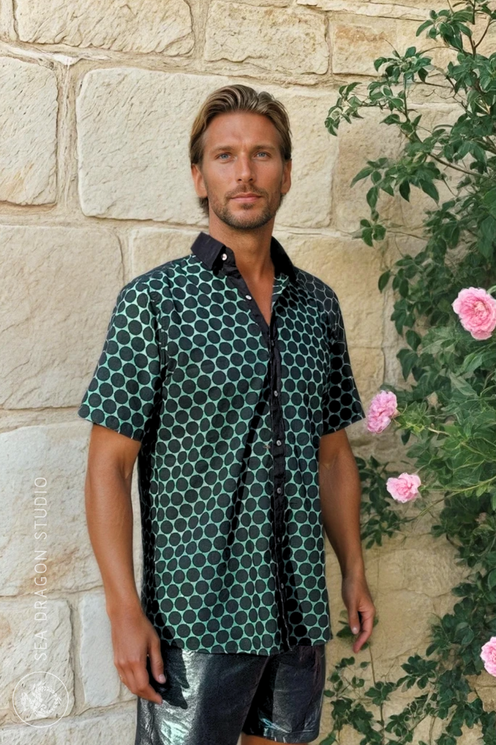 Sea Dragon Studio Green and Pleasant Land Shirt gender-neutral festival wear — festival and rave wear, worn at festival.