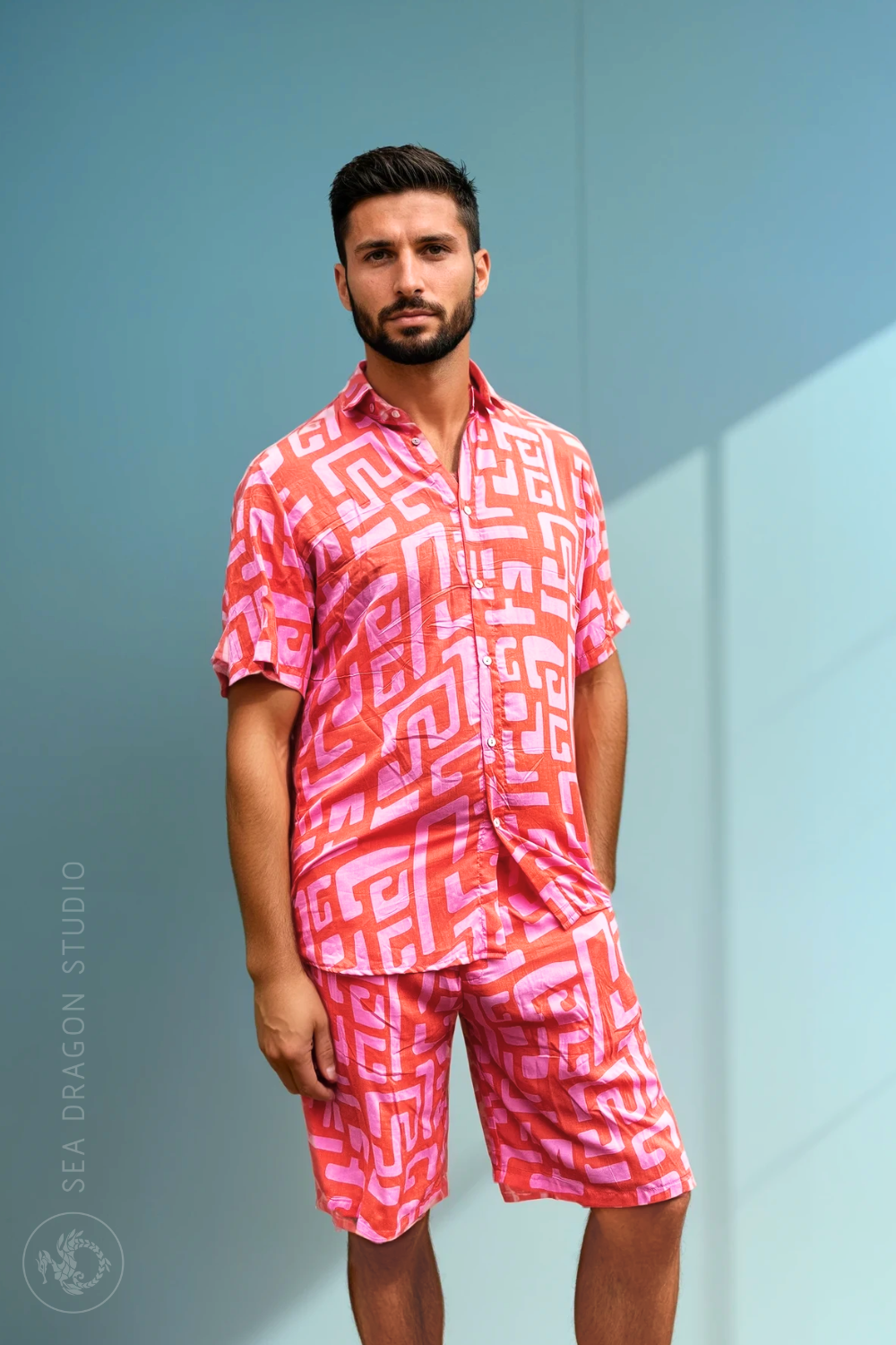 Side view of the Hazy Maze Summer Punch Shorts showing relaxed mid-thigh fit and soft waistband.