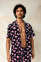 Sea Dragon Studio Malibu Barbie Palm Party Shirt gender-neutral festival wear — festival and rave wear, worn at festival.