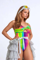 Sea Dragon Studio prism womens bodysuit — Burning Man and rave and pride wear, worn at festival.