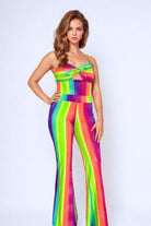 Sea Dragon Studio holographic womens festival flares — rave and pride wear, worn at festival.