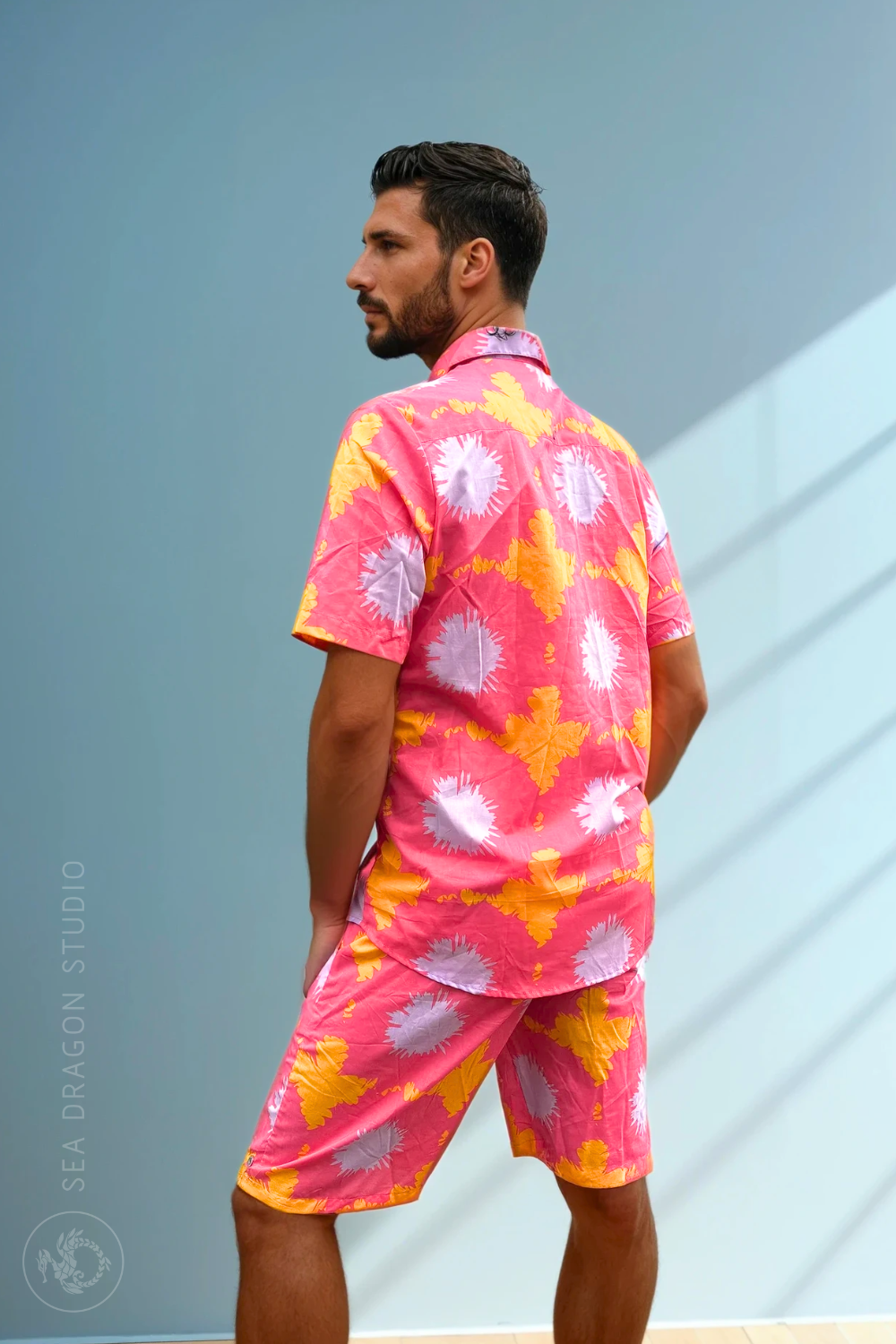 Sea Dragon Studio Tropic Drift – Men’s Cotton Shorts gender-neutral festival wear — festival and rave wear, worn at festival.
