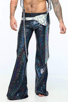 Sea Dragon Studio mens holographic flares at Burning Man - festival stage wear by Sea Dragon Studio.