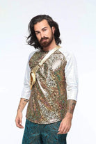 Sea Dragon Studio holographic baseball tee back view - mens festival tee by Sea Dragon Studio.