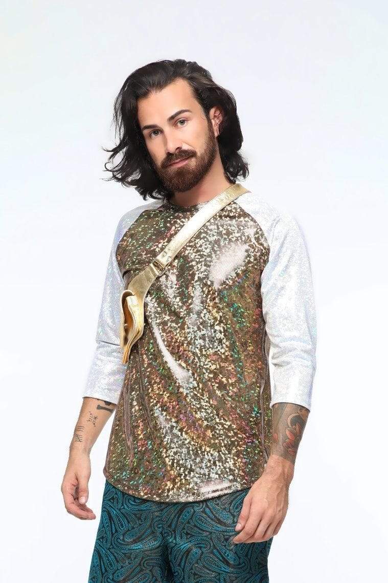 Sea Dragon Studio holographic baseball tee back view - mens festival tee by Sea Dragon Studio.