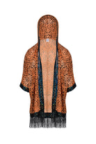 Sea Dragon Studio Big Cat Energy Hooded Kimono – Tangerine Leopard colorway, festival robe
