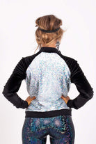 Holo Silver Sequin Bomber Jacket Womens Tops SEA DRAGON STUDIO 