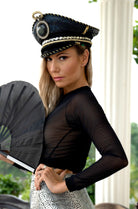 Sea Dragon Studio mesh womens crop top — rave wear, worn at festival.