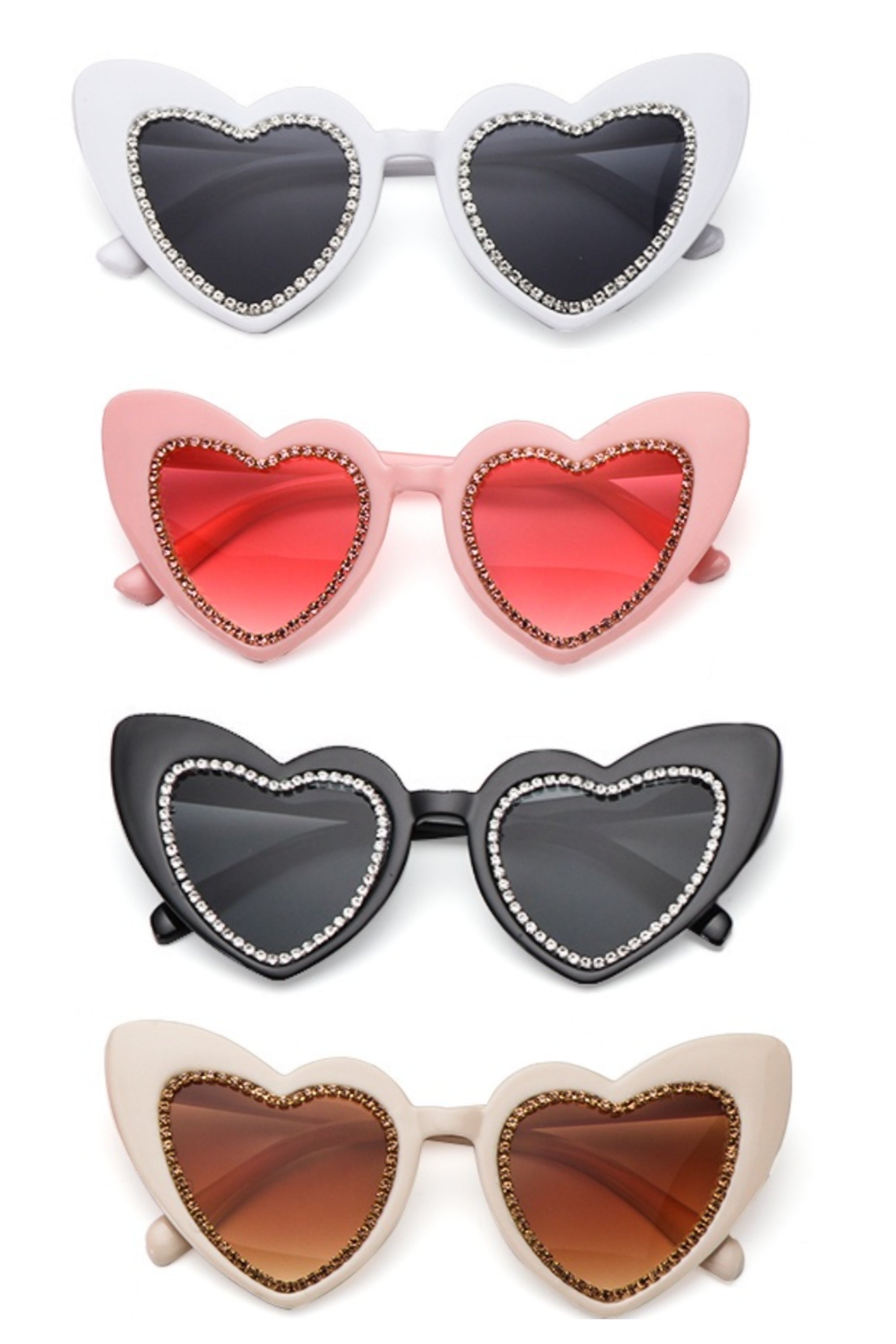 Sea Dragon Studio Glamourpuss Glitter Heart Sunglasses gender-neutral festival sunglasses — festival and rave wear, worn at festival.