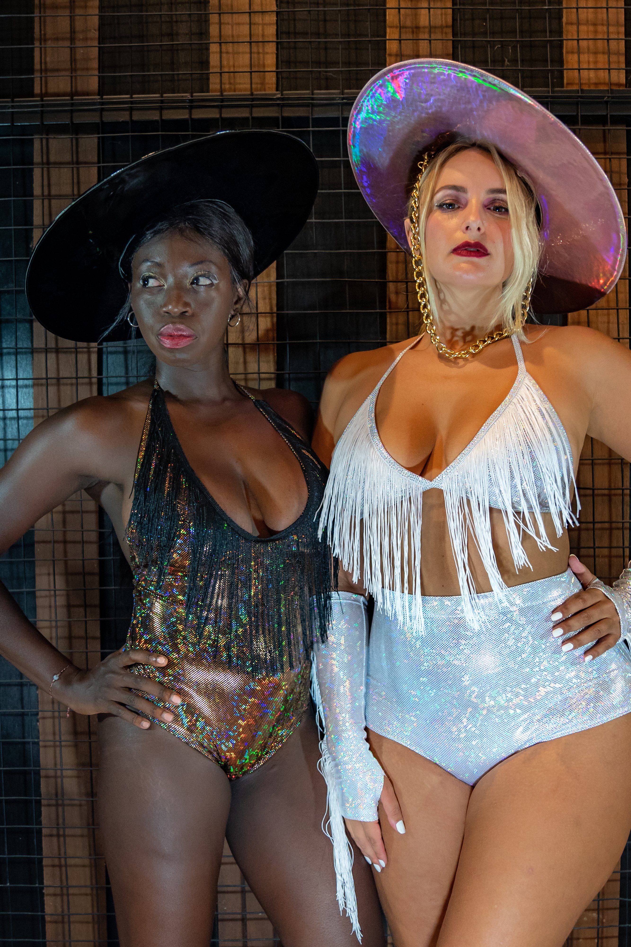 Sea Dragon Studio holographic fringe bodysuit color options - festival rave bodysuit available in 13 colors.