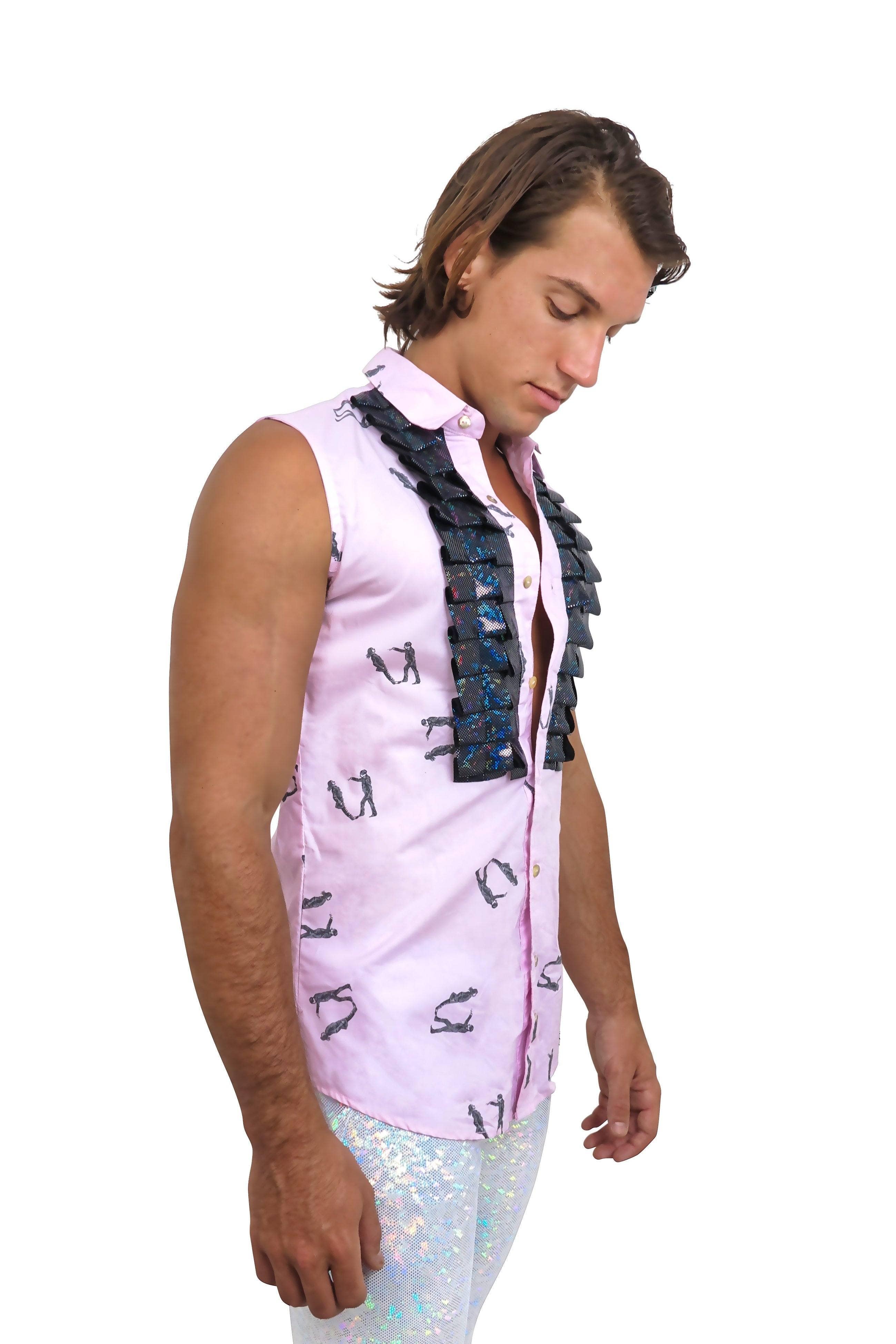 Sea Dragon Studio The Force Disco Tuxedo Shirt mens festival shirt — Burning Man and rave wear, worn at festival.