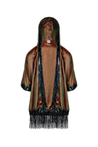 Sea Dragon Studio Hooded Iridescent Kimono – Iridescent Rust colorway, festival robe with holographic trim