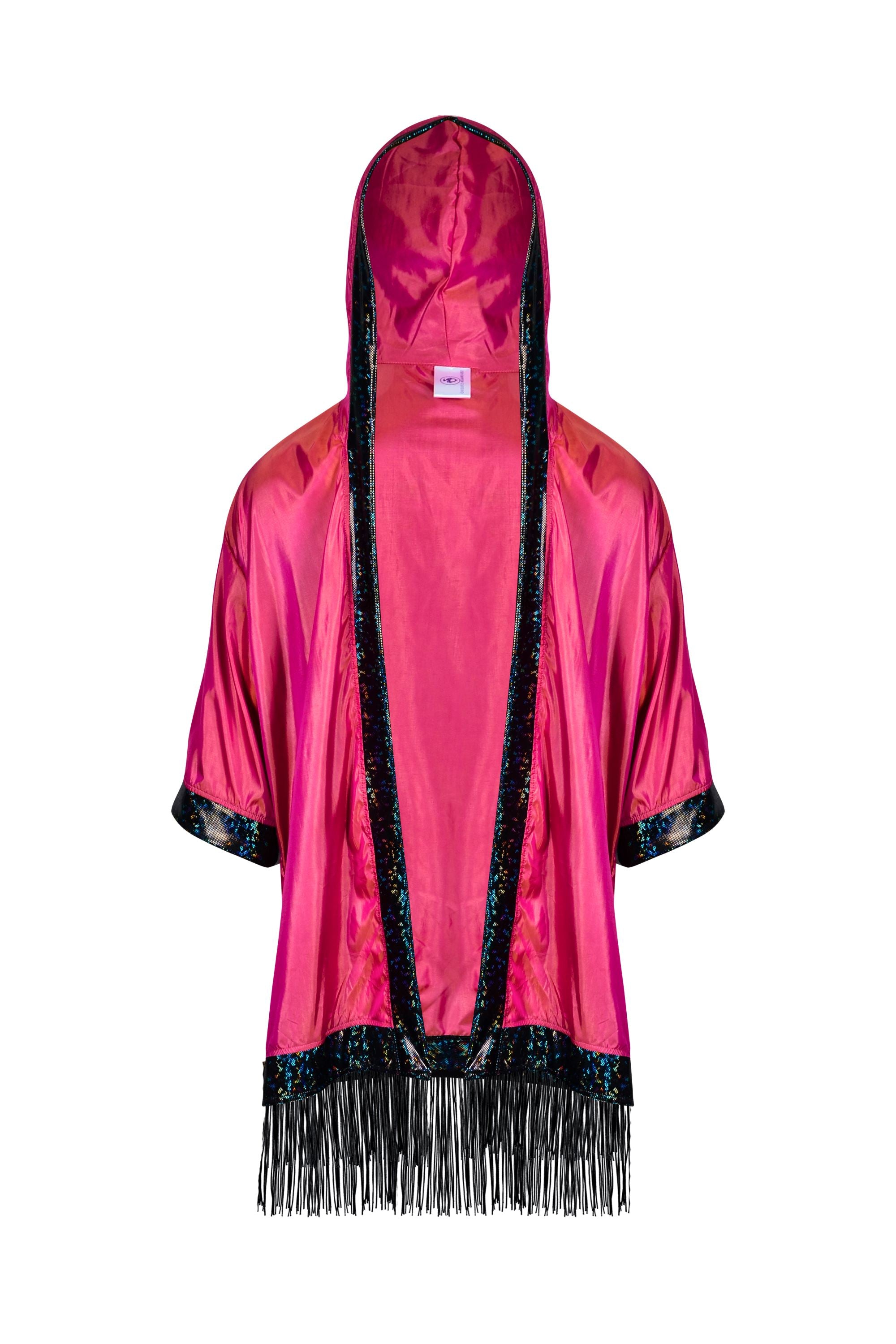 Sea Dragon Studio Hooded Iridescent Kimono – Iridescent Pink colorway, Burning Man festival kimono