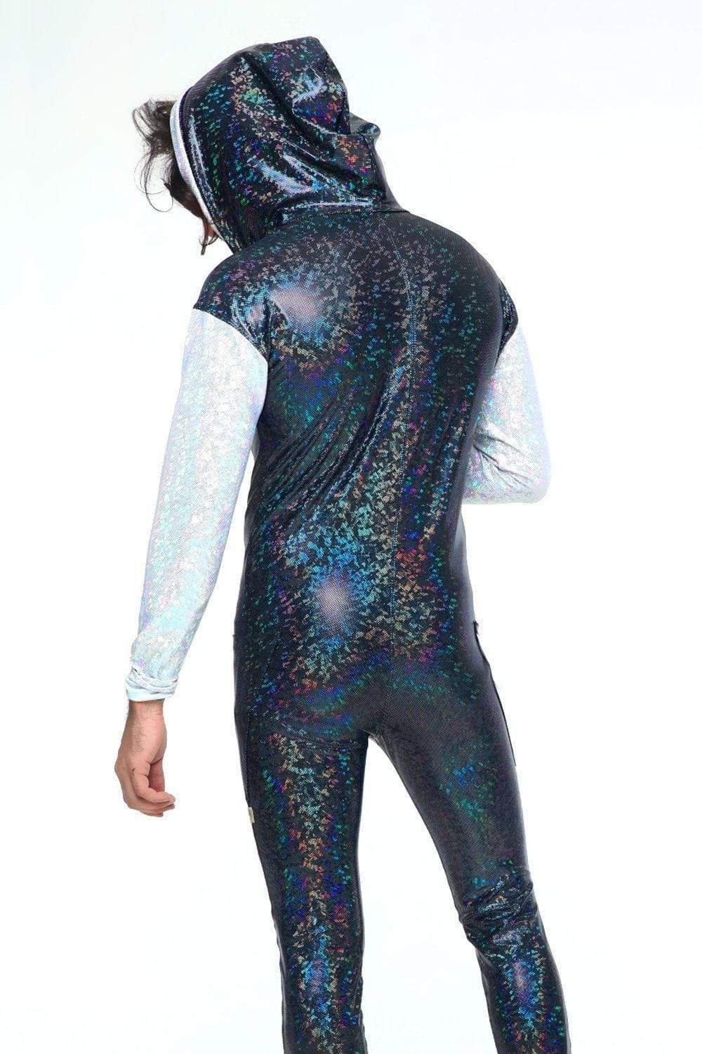 Sea Dragon Studio mens holographic jumpsuit color options - full-length festival jumpsuit available in 13 colors.