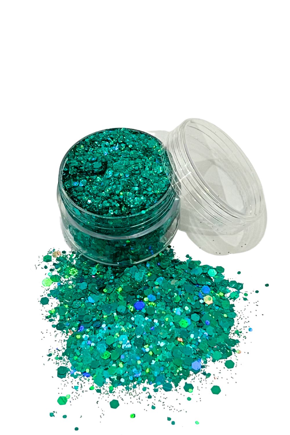 Sea Dragon Studio holographic gender-neutral body glitter gel — festival and rave and pride wear, worn at festival.