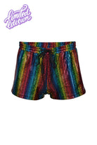 Sea Dragon Studio Taste The Rainbow Retro Running Shorts mens festival shorts — festival and rave and pride wear, worn at festival.