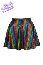Sea Dragon Studio holographic womens festival shorts — rave and pride wear, worn at festival.