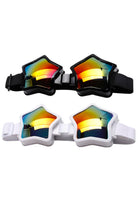 Sea Dragon Studio Rock Star Rainbow Heart Goggles gender-neutral festival sunglasses — festival and rave and pride wear, worn at festival.