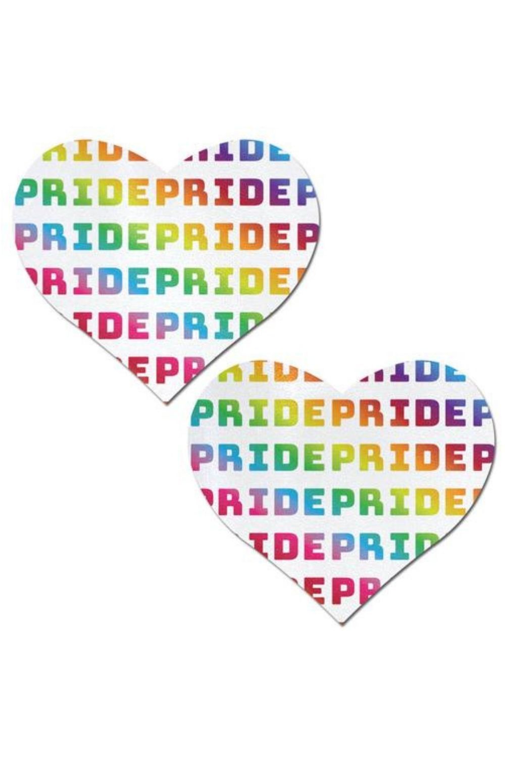 Sea Dragon Studio Pride White-Rainbow Glitter Heart Nipple Pasties womens festival pasties — festival and rave and pride wear, worn at festival.