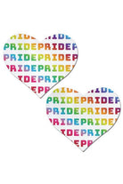 Sea Dragon Studio Pride White-Rainbow Glitter Heart Nipple Pasties womens festival pasties — festival and rave and pride wear, worn at festival.