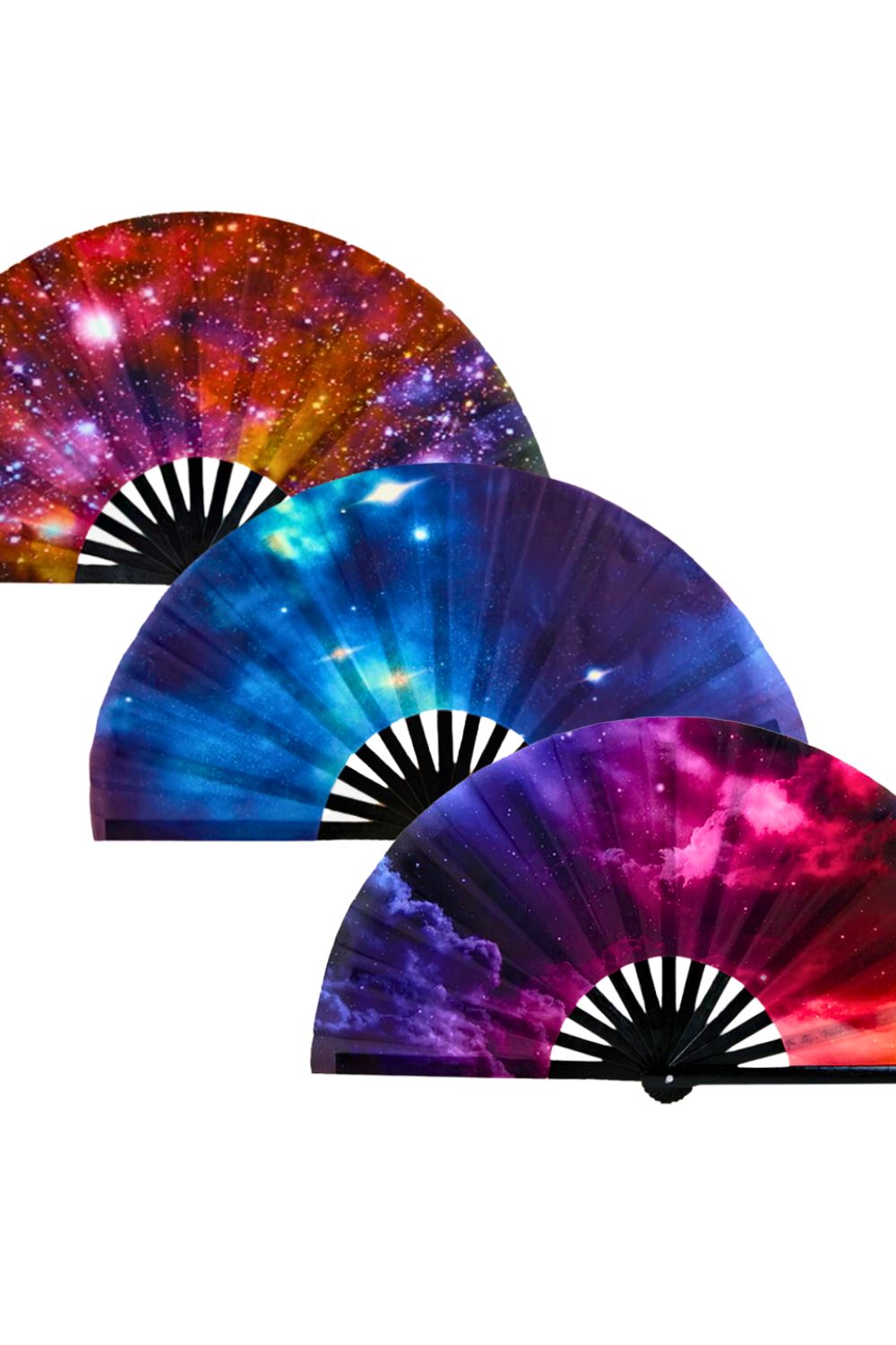 Sea Dragon Studio XL Galaxy Hand Fan gender-neutral festival accessory — festival and rave wear, worn at festival.